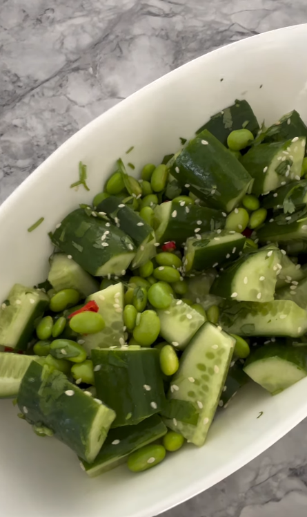 Cucumber and edamame salad